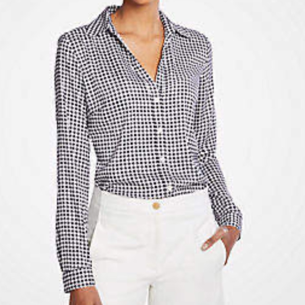 Ann Taylor Gingham Essential Blouse